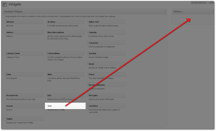 Drag text to sidebar